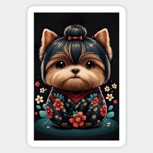 Super Cute Yorkshire Terrier Puppy Portrait Japanese style Sticker